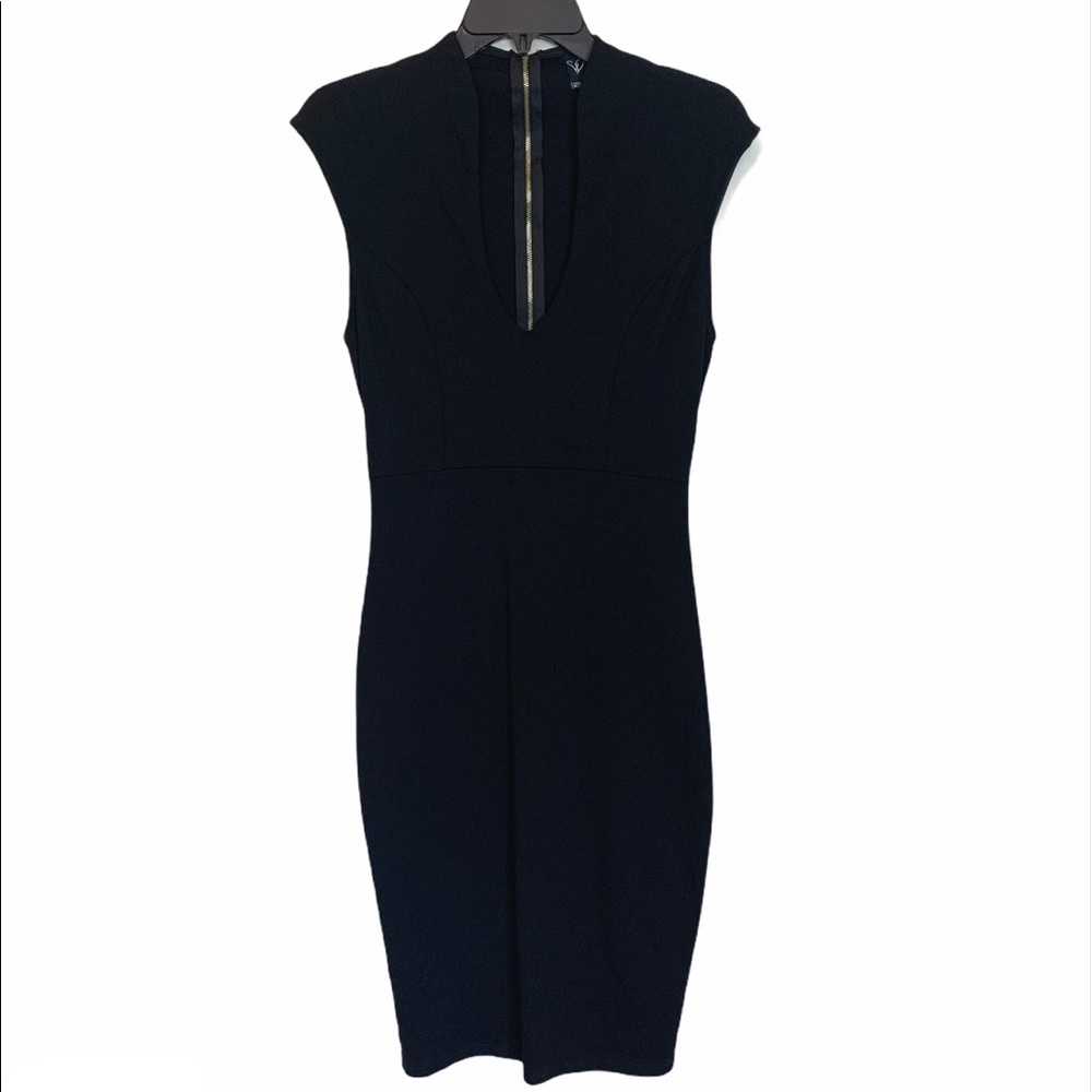 Windsor Black Midi Dress with Plunging Neckline